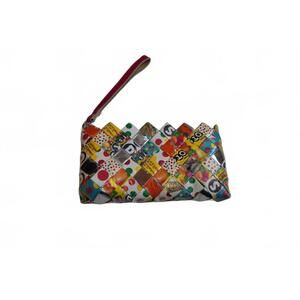 Candy Wrapper Woven Wristlet Clutch Recycled Dots Upcycled Handmade Eco Purse